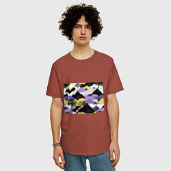 Футболка оверсайз мужская Япония горы, цвет: кирпичный — фото 2