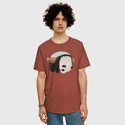Футболка оверсайз мужская Панда спит на ветке, цвет: кирпичный — фото 2