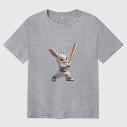 Футболка оверсайз мужская Зайчик чемпион, цвет: меланж