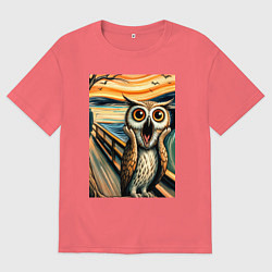 Мужская футболка оверсайз Сова кричит на картине Эдварда Мунка - нейроарт