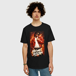 Футболка оверсайз мужская Michael Jackson in the red jacket, цвет: черный — фото 2