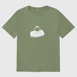 Футболка оверсайз мужская Космонавт в облаках, цвет: авокадо