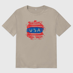 Футболка оверсайз мужская Стиль Америки, цвет: миндальный