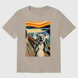 Мужская футболка оверсайз Коала кричит на картине Эдварда Мунка - мем искусс