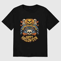 Футболка оверсайз мужская Тыква happy halloween, цвет: черный