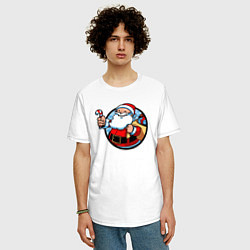 Футболка оверсайз мужская Санта идёт, цвет: белый — фото 2