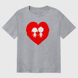 Футболка оверсайз мужская Алое сердце, цвет: меланж