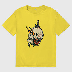 Футболка оверсайз мужская Грозовой череп, цвет: желтый