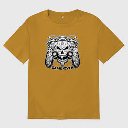 Мужская футболка оверсайз Череп джойстик game over