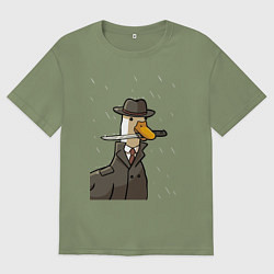 Мужская футболка оверсайз Гусь агент с ножом