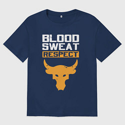 Футболка оверсайз мужская Blood sweet respect logo, цвет: тёмно-синий