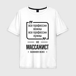 Футболка оверсайз мужская Массажист важнее всех, цвет: белый