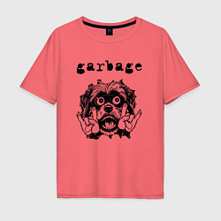 Футболка оверсайз мужская Garbage - rock dog, цвет: коралловый