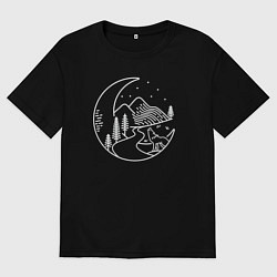Футболка оверсайз мужская Ночной волк, цвет: черный