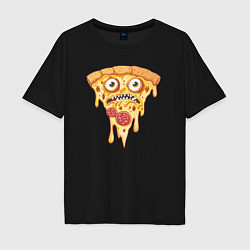 Футболка оверсайз мужская Pizza face, цвет: черный