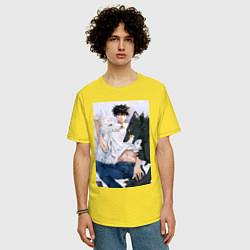 Футболка оверсайз мужская Магическая битва Мэгуми Фусигуро арт, цвет: желтый — фото 2