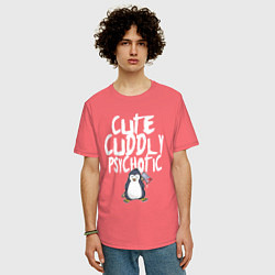 Футболка оверсайз мужская Милый симпатичный психопат, цвет: коралловый — фото 2