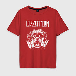 Футболка оверсайз мужская Led Zeppelin rock dog, цвет: красный