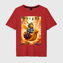 Футболка оверсайз мужская Pikachu knight on a snail - ai art fantasy, цвет: красный