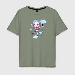 Футболка оверсайз мужская Chibi Jinx, цвет: авокадо