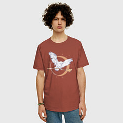 Футболка оверсайз мужская Сова Гарри Поттера, цвет: кирпичный — фото 2