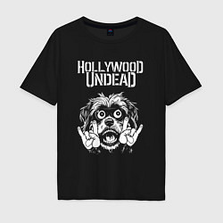 Футболка оверсайз мужская Hollywood Undead rock dog, цвет: черный