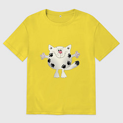 Футболка оверсайз мужская Кот в лапах, цвет: желтый