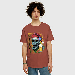 Футболка оверсайз мужская Skull Santa, цвет: кирпичный — фото 2