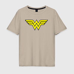 Футболка оверсайз мужская Wonder woman logo, цвет: миндальный