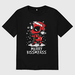 Мужская футболка оверсайз Новогодний Дэдпул