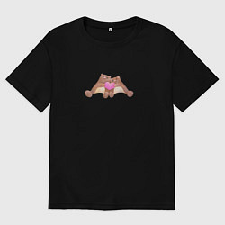 Футболка оверсайз мужская Влюбленные мишки с сердечком, цвет: черный