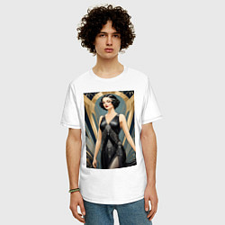 Футболка оверсайз мужская Девушка ар-деко, цвет: белый — фото 2