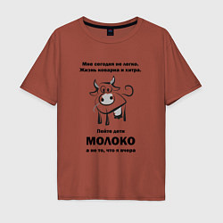 Футболка оверсайз мужская Пейте дети молоко, цвет: кирпичный