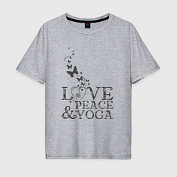 Мужская футболка оверсайз Love peace yoga