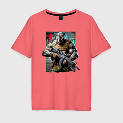 Футболка оверсайз мужская Cool rhino - special forces, цвет: коралловый