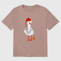 Футболка оверсайз мужская Гусь с мандаринами, цвет: пыльно-розовый