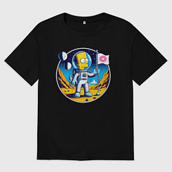 Футболка оверсайз мужская Космонавт Барт Симпсон на другой планете, цвет: черный