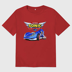 Футболка оверсайз мужская Cool hedgehog - Sonic racing team, цвет: красный