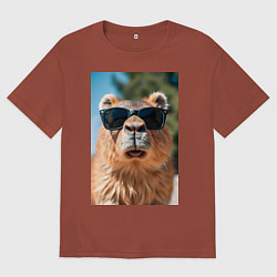 Мужская футболка оверсайз Модная капибара в очках