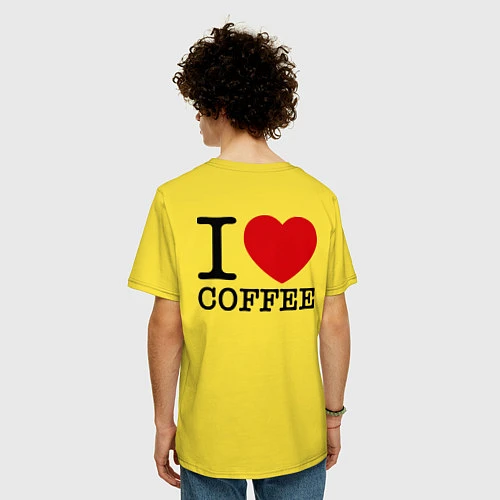 Мужская футболка оверсайз I love coffee / Желтый – фото 4