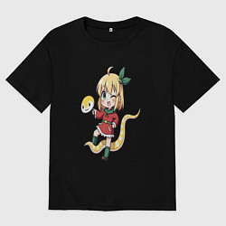 Футболка оверсайз мужская Аниме змейка, цвет: черный