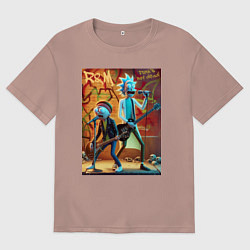 Футболка оверсайз мужская Punk rock - Rick and Morty, цвет: пыльно-розовый