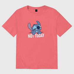 Футболка оверсайз мужская Not today Stitch, цвет: коралловый