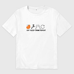 Футболка оверсайз мужская Планы на Новый год - eat sleep drink repiat, цвет: белый