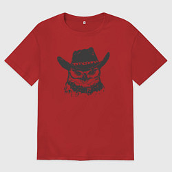 Футболка оверсайз мужская Сова ковбой, цвет: красный