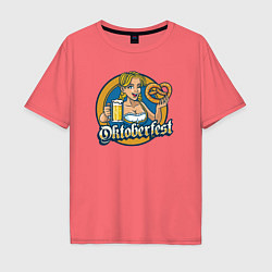 Футболка оверсайз мужская Oktoberfest, цвет: коралловый