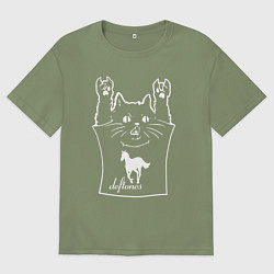 Мужская футболка оверсайз Deftones - cat rock