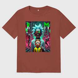 Футболка оверсайз мужская Rick and Morty - horror fantasy, цвет: кирпичный