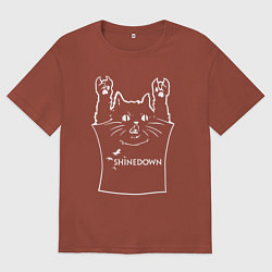 Футболка оверсайз мужская Shinedown - cat rock, цвет: кирпичный