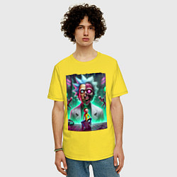 Футболка оверсайз мужская Rick and Morty - neon skull, цвет: желтый — фото 2